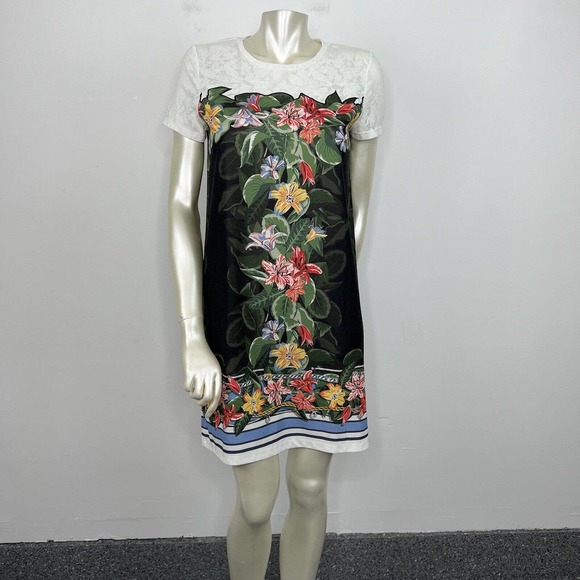 Desigual Dress Medium Floral Print T-Shirt Shift Pullover Short Sleeve - Picture 2 of 10